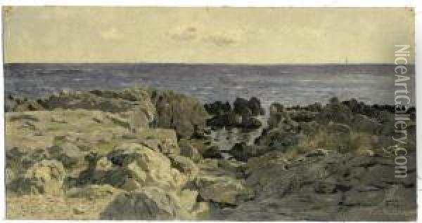 Felsstrand Auf Capri Oil Painting - Adolf Fischer-Gurig