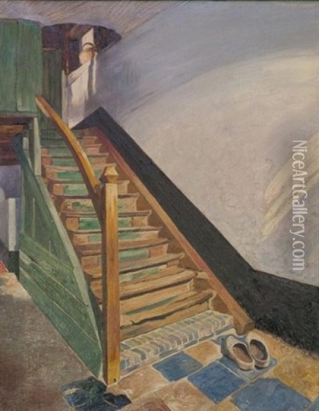 L'escalier A Hof-ten-berg Oil Painting - Maurice Langaskens