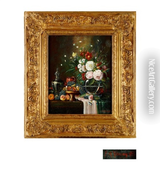 Francois Vernay Flower And Fruit Oil Painting - Francois Vernay