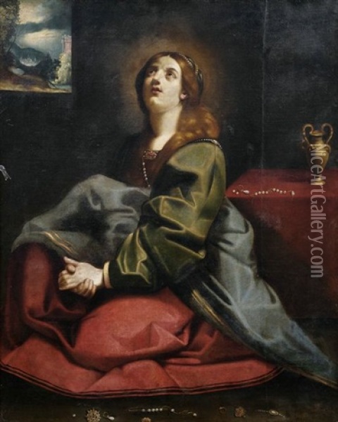 Die Heilige Maria Magdalena Im Gebet Oil Painting - Antiveduto Grammatica