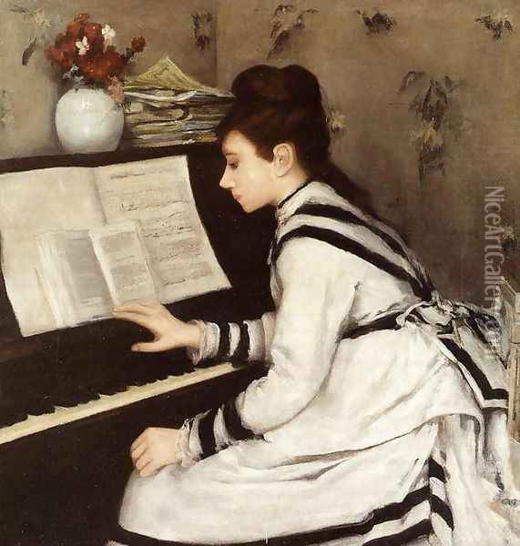 Secretly, 1877-78 Oil Painting - Eva Gonzales