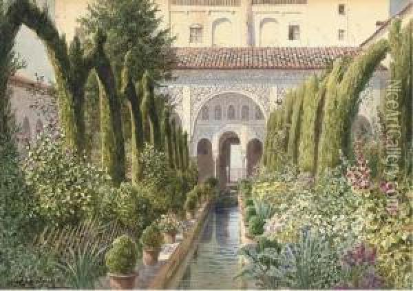 The Alhambra Oil Painting - Ludwig Hans Fischer