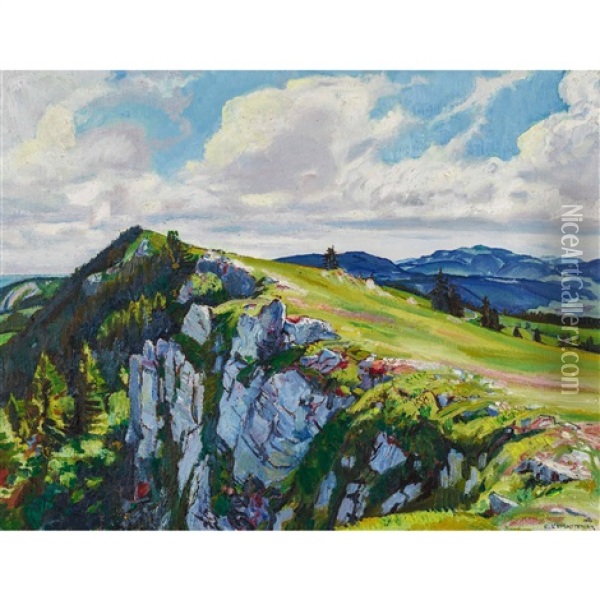 Chasseral Vu Du Mont Racine Oil Painting - Charles L'Eplattenier