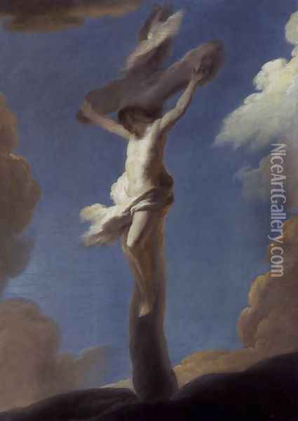 Christ on the Cross Formed by Clouds 1734 Oil Painting - Louis de Silvestre