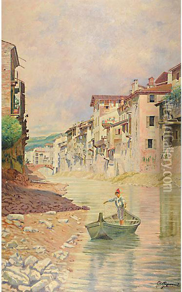 Canale A Verona Oil Painting - Giacomo Gemmi