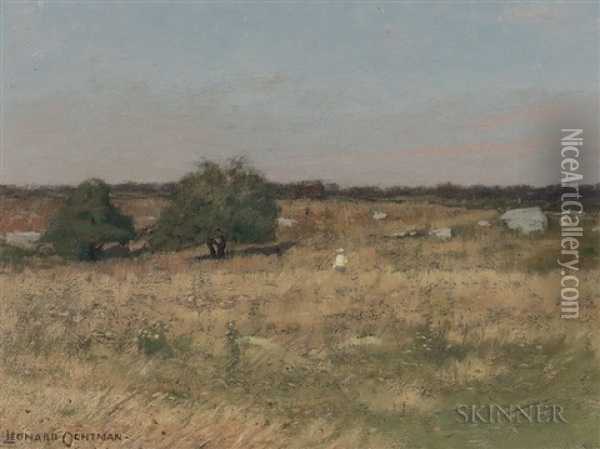 Figure In A Meadow Oil Painting - Leonard Ochtman
