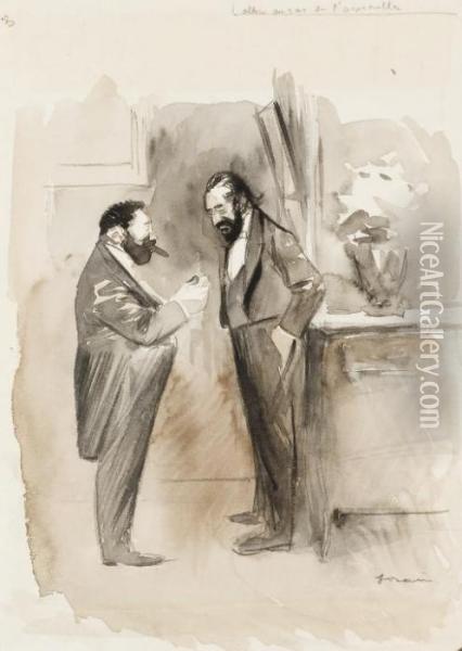Hommes En Conversation Oil Painting - Jean-Louis Forain