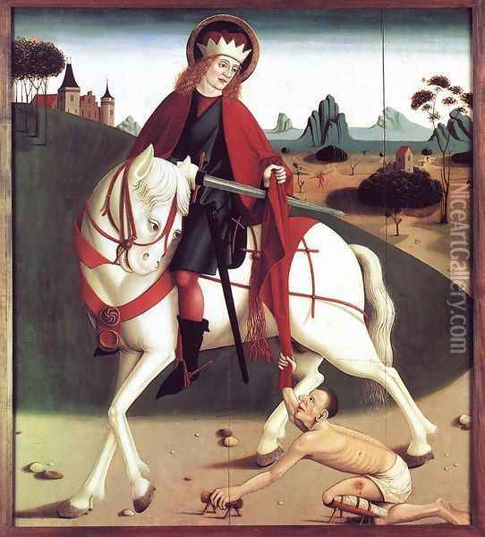 Saint Martin and the Beggar (2) c. 1490 Oil Painting - Hungarian Unknown Masters