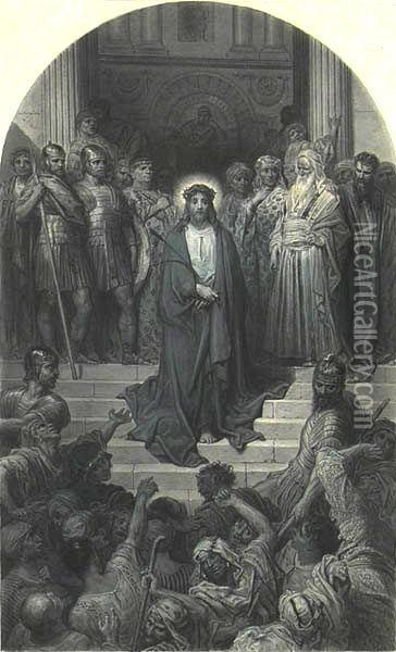Illustration: Christ Before The Multitude. Oil Painting - Gustave Dore