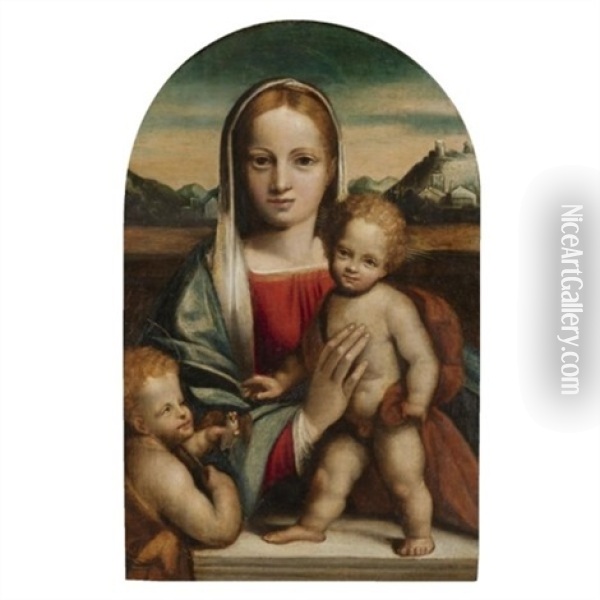 The Madonna And Child With The Infant Saint John The Baptist Oil Painting - Benvenuto Tisi da Garofalo
