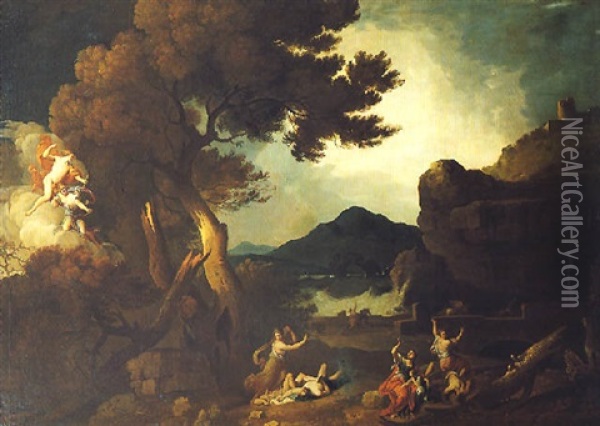 Apollo E Artemide Fanno Strage Dei Figli Di Niobe Oil Painting - Francesco Albani