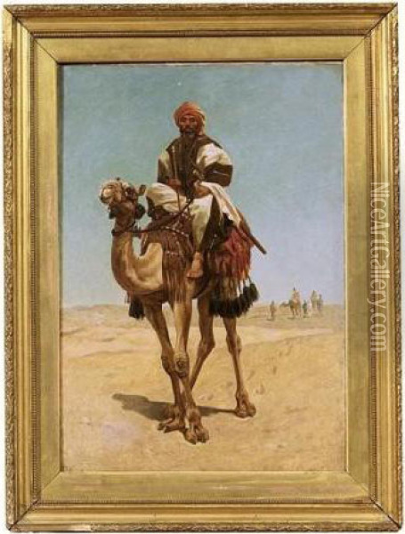 A Desert Scene With A Bedouin On A Camel Oil Painting - Frederick Goodall