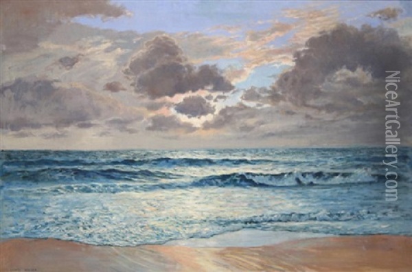 Sunset At The Ocean's Edge Oil Painting - Lionel Walden