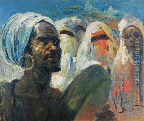Na Arabskiej Ulicy Oil Painting - Adolf, Abraham Behrman