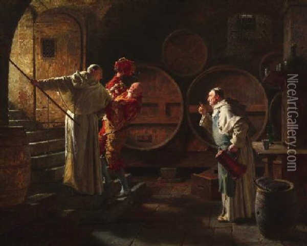 Falstaffs Abschied Aus Dem Klosterkeller Oil Painting - Eduard von Gruetzner