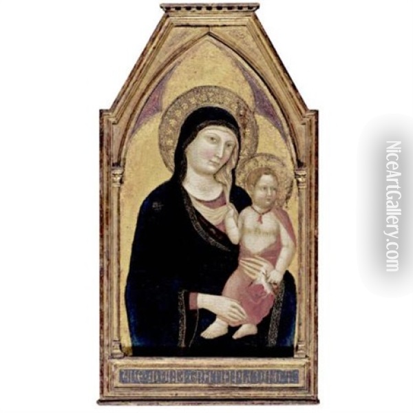 Madonna And Child Oil Painting - Jacopo (del Casentino) Landini