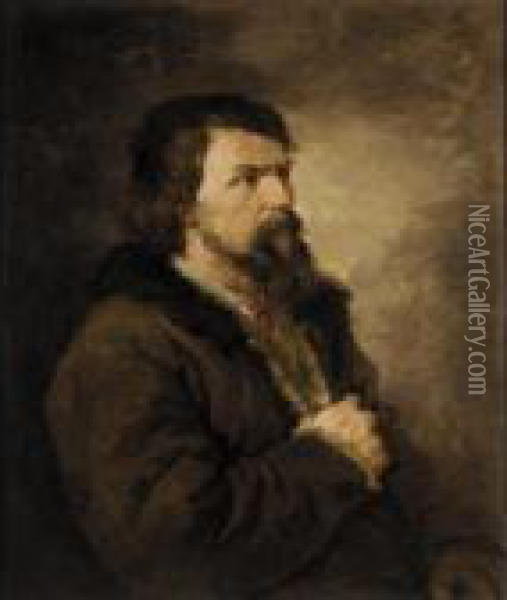 Portrait Of A Bearded Man Oil Painting - Vassily-Grigorievitch Perov