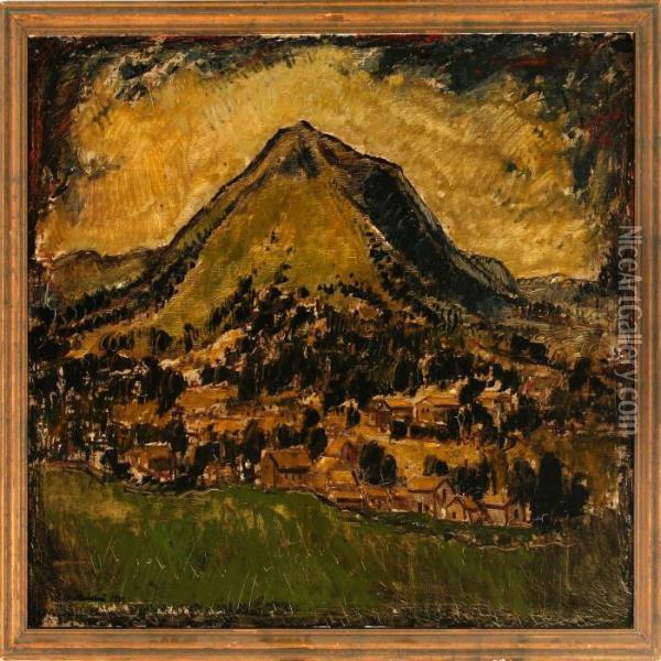 Mountain View With Houses Oil Painting - Ernst Zeuthen