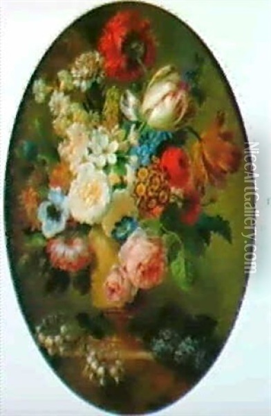 Bouquet De Fleurs Dans Un Vase Oil Painting - Jean Louis Prevost
