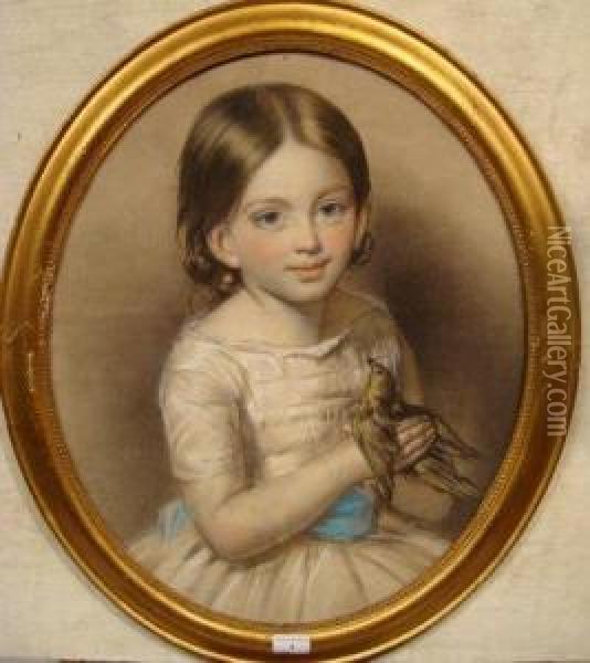 Portrait Of A Young Girl Oil Painting - John Burell Read