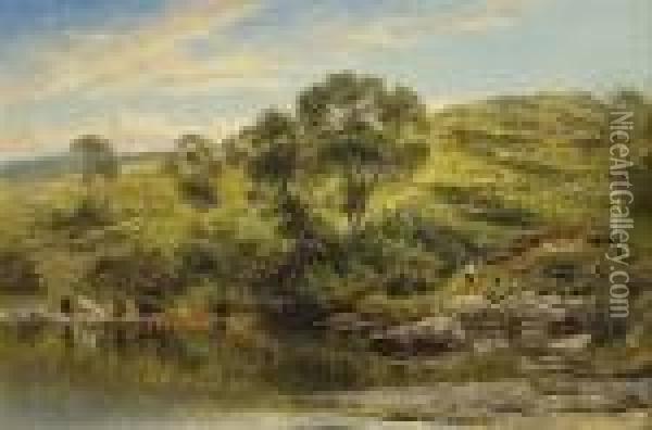 A Quiet Pool On The River Llugwy Oil Painting - Benjamin Williams Leader