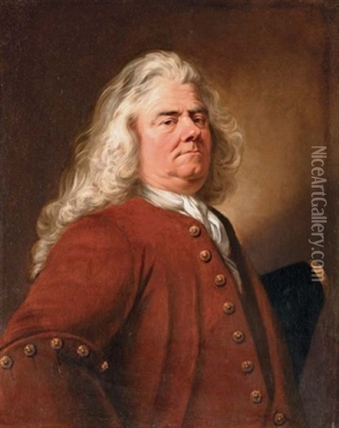 Portrait Of A Gentleman In A Red Coat Oil Painting - Jean-Baptiste van Loo