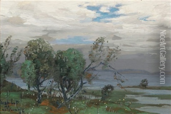 Trees At The Water's Edge Oil Painting - Joseph Archibald Browne