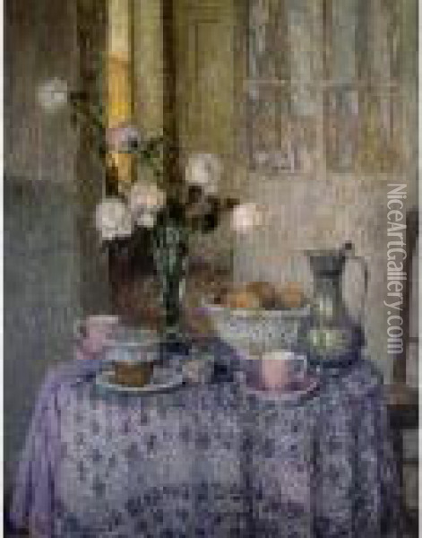 La Table Dans L'interieur Oil Painting - Henri Eugene Augustin Le Sidaner
