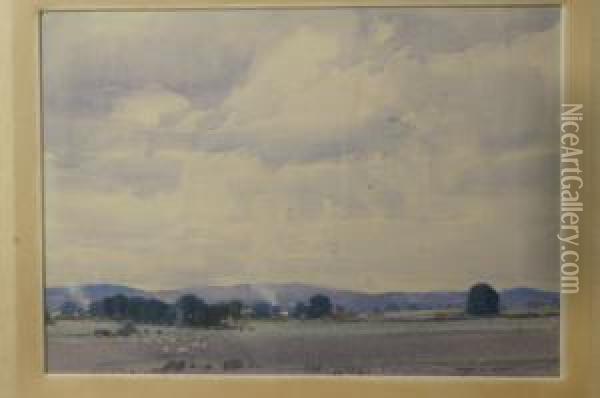 Sheep Country, Victoria Oil Painting - Harold Brocklebank Herbert