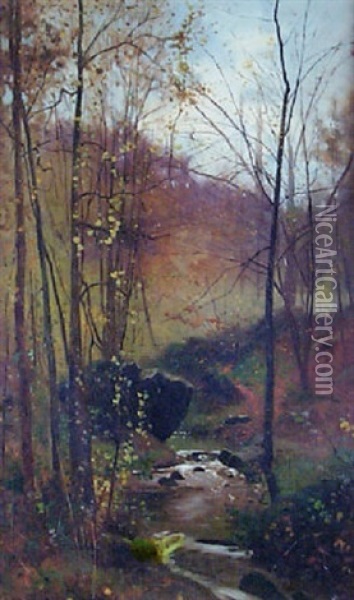 Woodland Stream Oil Painting - Ernest Parton