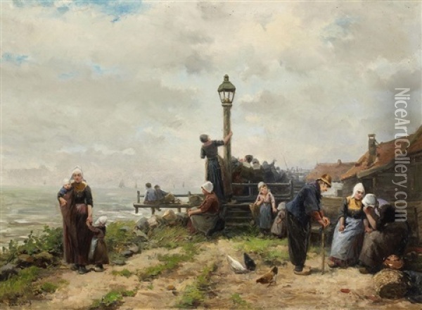Die Ausfahrt Der Fischer Oil Painting - Johannes Marius ten Kate