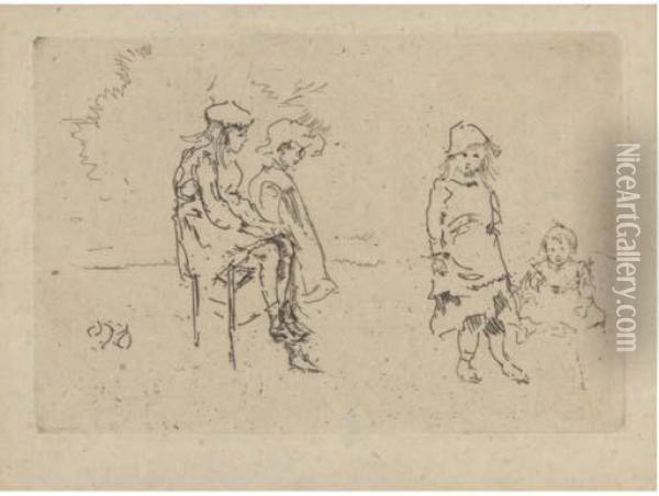 The Menpes Children, From Whistler As I Knew Him Oil Painting - James Abbott McNeill Whistler