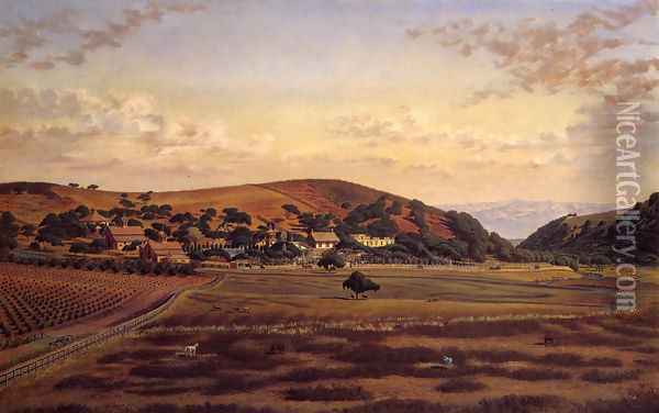 Ralston Hall and its Grounds, San Mateo County Oil Painting - Joseph Lee