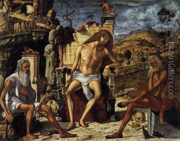 The Meditation on the Passion c. 1510 Oil Painting - Vittore Carpaccio