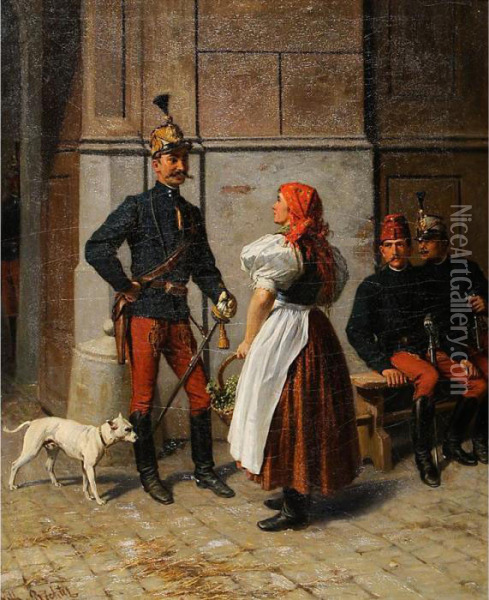 Primo Approccio Oil Painting - Edouard Frederic Wilhelm Richter