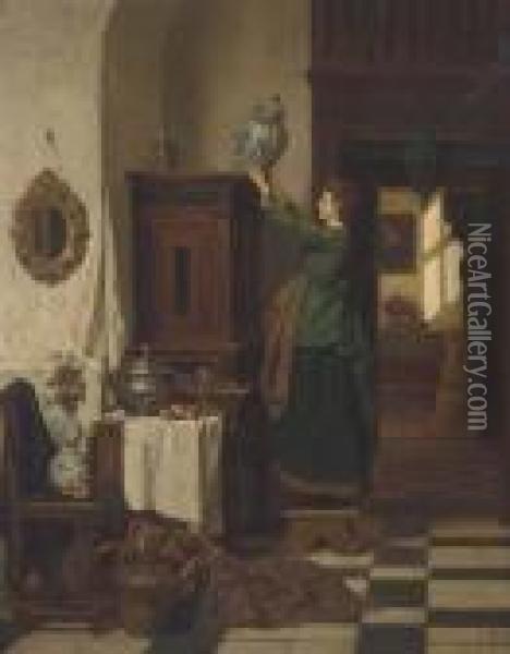 Spring Cleaning Oil Painting - Charles Joseph Grips