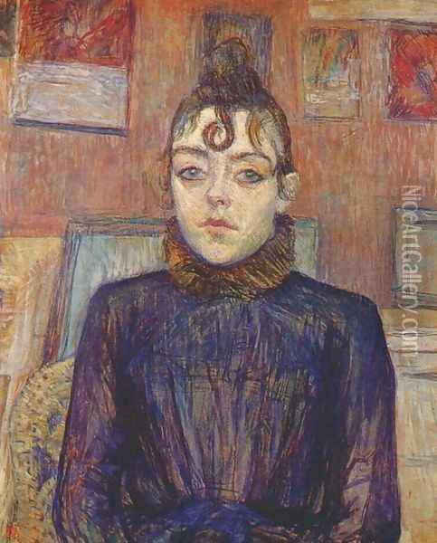 Lautrec Girl With Lovelock Oil Painting - Henri De Toulouse-Lautrec