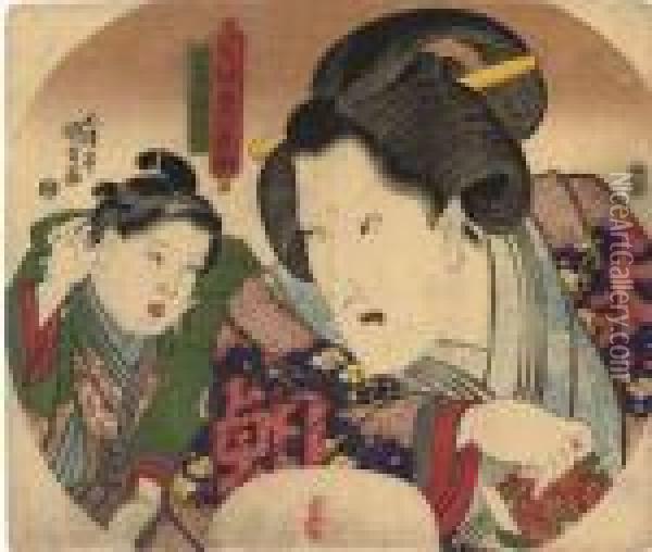 The Actors Bando Minosuke And Bando Sanpachi Oil Painting - Kunisada