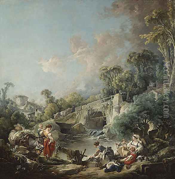 Washerwomen 1768 Oil Painting - Francois Boucher