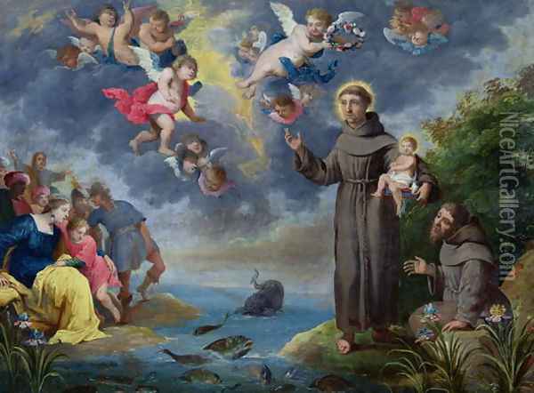 St. Anthony of Padua Preaching to the Fish Oil Painting - Victor Wolfvoet