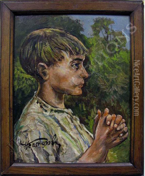 Portrait Of Ayoung Boy Oil Painting - Mikhail Vasilievich Nesterov