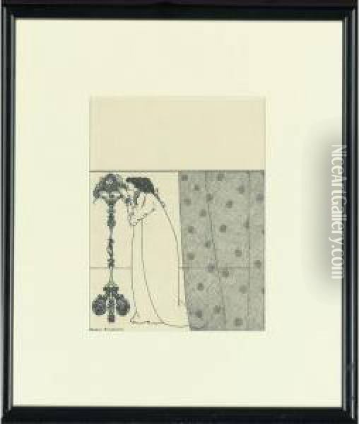 Design For The Front Wrapper Of The Savoy, No. 4 Oil Painting - Aubrey Vincent Beardsley