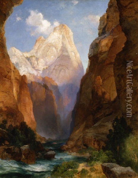 The Rio Virgin, Southern Utah Oil Painting - Thomas Moran