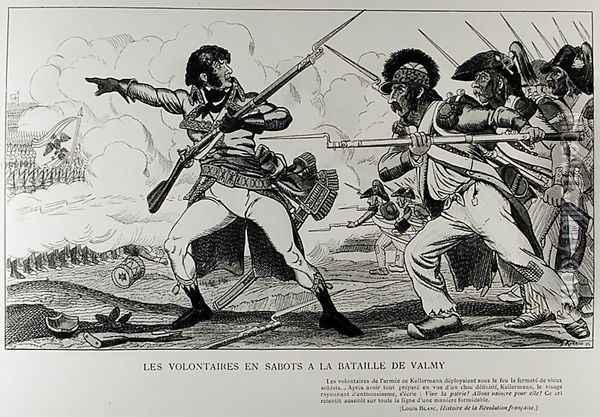 The Volunteers in Sabots at the Battle of Valmy, 20th September 1792, illustration from 'Histoires de la Revolution Francoise' Oil Painting - (Emmanuel Poire) Caran d'Ache