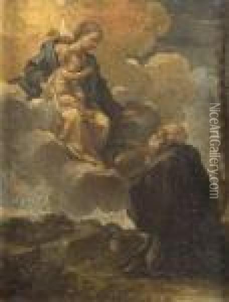 L'apparition De La Vierge A L'enfant A Saint Jean A Patmos. Oil Painting - Giovanni Battista Pittoni the younger