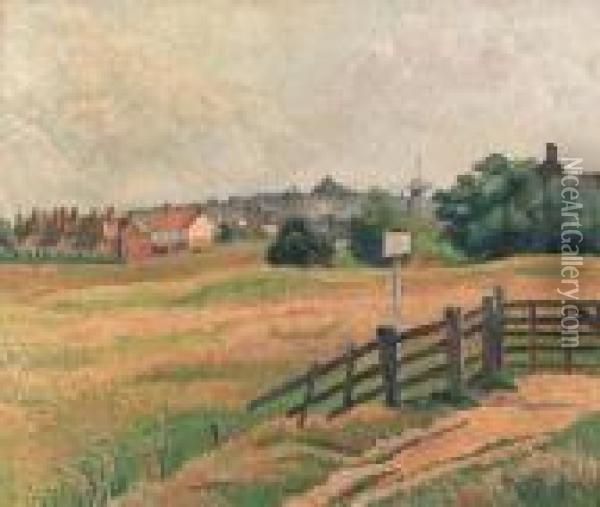 Rye From Cadborough Brickfield (sunny Morning) Oil Painting - Lucien Pissarro