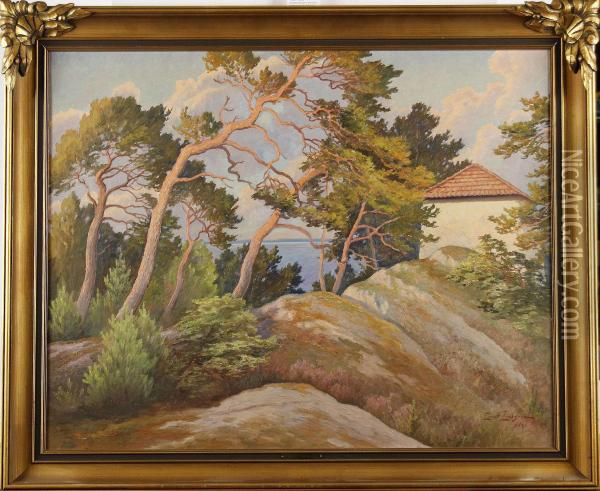Kustlandskap Med Tallar Oil Painting - Ernst Lindgren