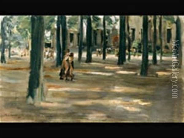 Schulgang In Laren (composition Study) Oil Painting - Max Liebermann