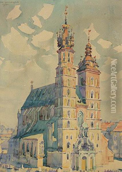 Kosciol Mariacki W Krakowie Oil Painting - Henryk Uziemblo