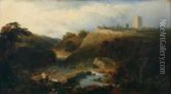 Richmond Yorkshire Oil Painting - Edmund John Niemann, Snr.